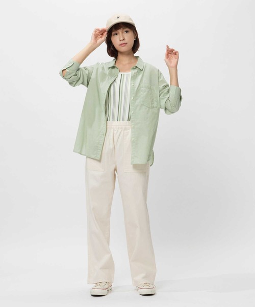 BACK NUMBER（バックナンバー）の「BACK NUMBER(バックナンバー)ライトポプリン長袖カラーシャツ（シャツ/ブラウス・レディース・イエロー/オレンジ/ライラック/グリーン・M/L/S/XL）」の11枚目の写真