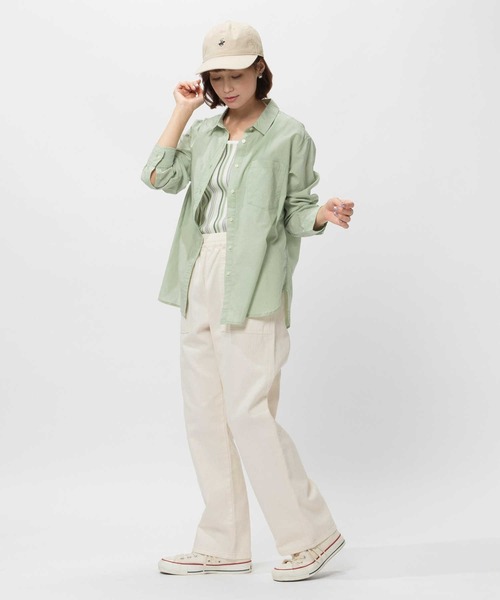 BACK NUMBER（バックナンバー）の「BACK NUMBER(バックナンバー)ライトポプリン長袖カラーシャツ（シャツ/ブラウス・レディース・イエロー/オレンジ/ライラック/グリーン・M/L/S/XL）」の12枚目の写真