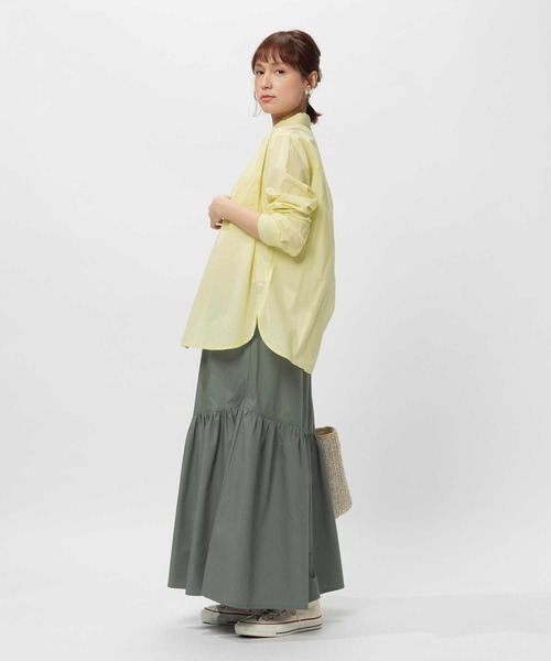 BACK NUMBER（バックナンバー）の「BACK NUMBER(バックナンバー)ライトポプリン長袖カラーシャツ（シャツ/ブラウス・レディース・イエロー/オレンジ/ライラック/グリーン・M/L/S/XL）」の20枚目の写真