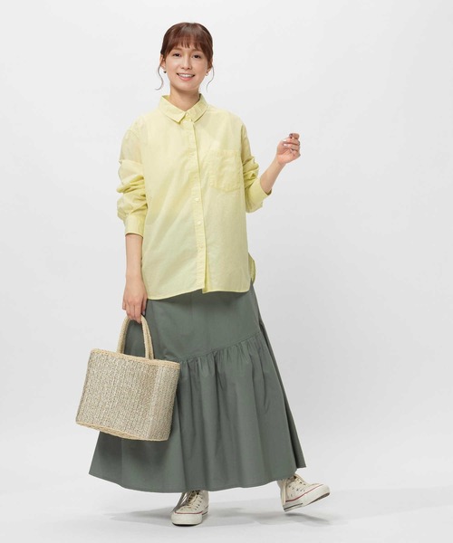 BACK NUMBER（バックナンバー）の「BACK NUMBER(バックナンバー)ライトポプリン長袖カラーシャツ（シャツ/ブラウス・レディース・イエロー/オレンジ/ライラック/グリーン・M/L/S/XL）」の18枚目の写真