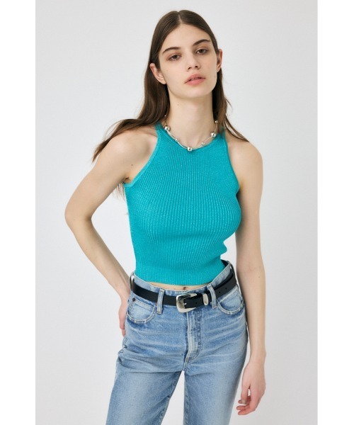 MOUSSY（マウジー）の「GLITTER ニットキャミソール（キャミソール・レディース・ライトグリーン/ライトグレー/ターコイズブルー/ブラック・FREE）」の4枚目の写真