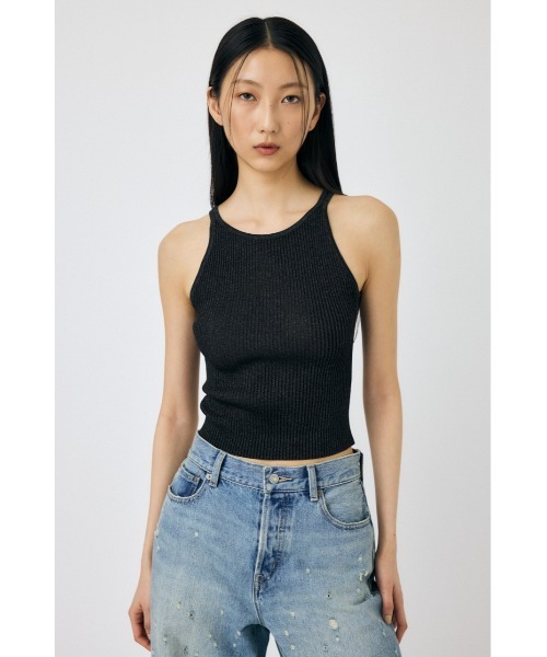 MOUSSY（マウジー）の「GLITTER ニットキャミソール（キャミソール・レディース・ライトグリーン/ライトグレー/ターコイズブルー/ブラック・FREE）」の2枚目の写真
