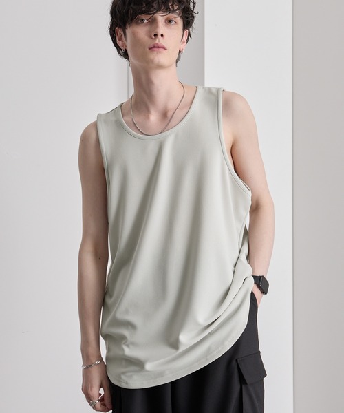 MONO-MART(モノマート)の「クールドライアムンゼン ラウンドヘムルーズタンクトップ(タンクトップ・メンズ・ホワイト/ライトグレー/ブラック/オリーブ系/ワイン/チャコールグレー/グレイッシュブルー・S/M/L)」の4枚目の写真