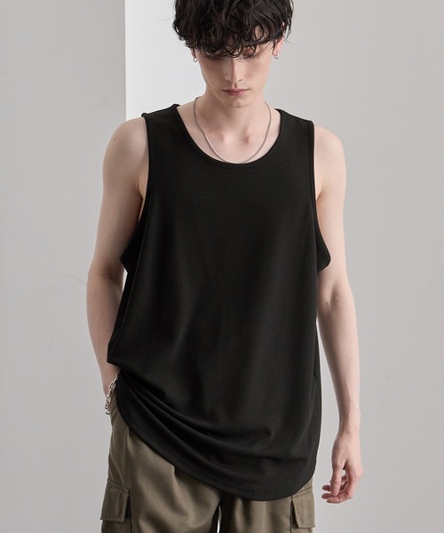 MONO-MART(モノマート)の「クールドライアムンゼン ラウンドヘムルーズタンクトップ(タンクトップ・メンズ・ホワイト/ライトグレー/ブラック/オリーブ系/ワイン/チャコールグレー/グレイッシュブルー・S/M/L)」の2枚目の写真