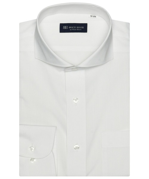 TOKYO SHIRTS(トウキョウシャツ)の「形態安定ノーアイロン ホリゾンタルワイド 長袖ビジネスワイシャツ(ビジネスシャツ・メンズ・ホワイト・首回り37cm-裄丈80cm/首回り39cm-裄丈80cm/首回り39cm-裄丈84cm/首回り41cm-裄丈82cm/首回り41cm-裄丈86cm/首回り42cm-裄丈82cm/首回り42cm-裄丈86cm/首回り43cm-裄丈82cm/首回り43cm-裄丈86cm)」の1枚目の写真