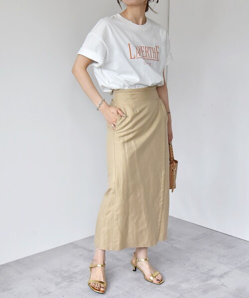 quaranciel(カランシエル)の「quaranciel:〈洗濯機可能〉クルーネック コットン ロゴ プリント TEE(Tシャツ/カットソー・レディース・ホワイト系1/ホワイト系3/ブラック/ホワイト系2・ONE SIZE)」の9枚目の写真