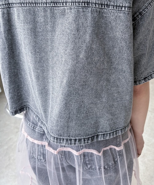 EPIMI E'PIMMY（エピミエピミー）の「ショート丈半袖オーバーデニムシャツ（シャツ/ブラウス・レディース・ブラック/ブルー・MEDIUM）」の21枚目の写真