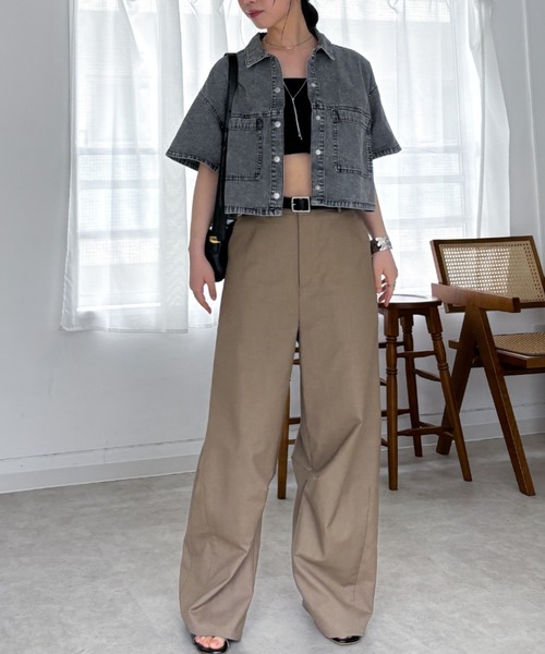 EPIMI E'PIMMY（エピミエピミー）の「ショート丈半袖オーバーデニムシャツ（シャツ/ブラウス・レディース・ブラック/ブルー・MEDIUM）」の7枚目の写真