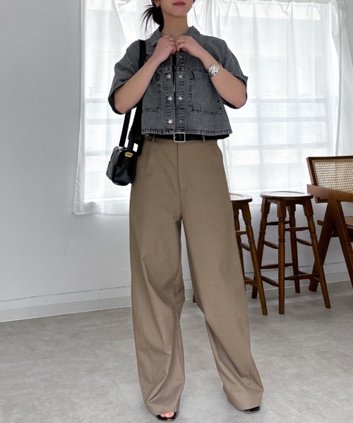 EPIMI E'PIMMY（エピミエピミー）の「ショート丈半袖オーバーデニムシャツ（シャツ/ブラウス・レディース・ブラック/ブルー・MEDIUM）」の8枚目の写真