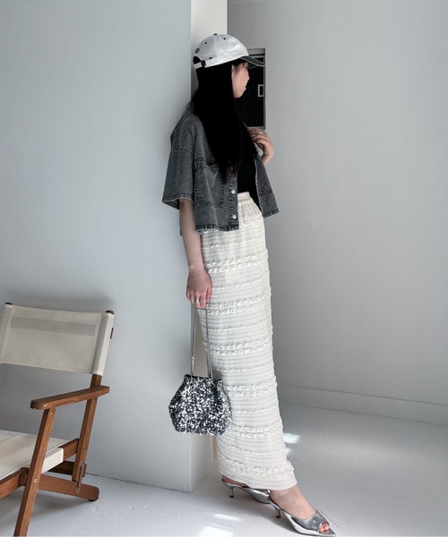 EPIMI E'PIMMY（エピミエピミー）の「ショート丈半袖オーバーデニムシャツ（シャツ/ブラウス・レディース・ブラック/ブルー・MEDIUM）」の22枚目の写真