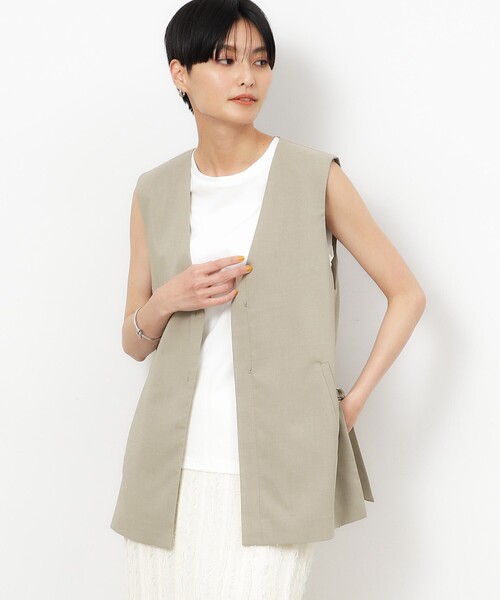 OPAQUE.CLIP（オペークドットクリップ）の「◆セットアップ対応 Vネックジレ ストレッチリネンライク【洗濯機洗い可/UVケア】（ベスト・レディース・ブラック/グレー・38/40/42）」の21枚目の写真