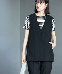 OPAQUE.CLIP | セットアップ対応 Vネックジレ ストレッチリネンライク【洗濯機洗い可/UVケア】(ベスト)