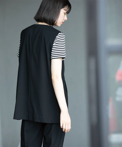 OPAQUE.CLIP（オペークドットクリップ）の「◆セットアップ対応 Vネックジレ ストレッチリネンライク【洗濯機洗い可/UVケア】（ベスト・レディース・ブラック/グレー・38/40/42）」の15枚目の写真