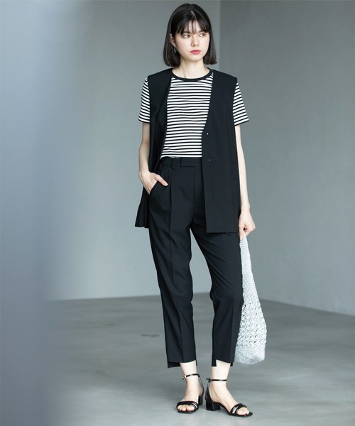 OPAQUE.CLIP（オペークドットクリップ）の「◆セットアップ対応 Vネックジレ ストレッチリネンライク【洗濯機洗い可/UVケア】（ベスト・レディース・ブラック/グレー・38/40/42）」の17枚目の写真