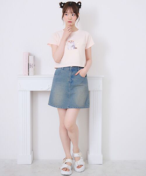 ems excite(エムズエキサイト)の「台形ミニSK(デニムスカート・レディース・ライトブルー/ブラック/ダークブルー/ブルー/ブラック系その他/チャコールグレー・FREE)」の12枚目の写真