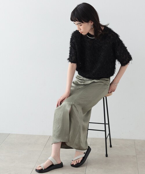 GALLEST（ギャレスト）の「◆シャギージャカードトップス（Tシャツ/カットソー・レディース・ブラック/ホワイト・38）」の3枚目の写真