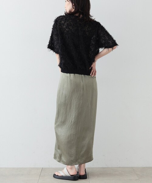 GALLEST（ギャレスト）の「◆シャギージャカードトップス（Tシャツ/カットソー・レディース・ブラック/ホワイト・38）」の4枚目の写真