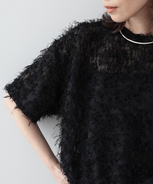 GALLEST（ギャレスト）の「◆シャギージャカードトップス（Tシャツ/カットソー・レディース・ブラック/ホワイト・38）」の6枚目の写真