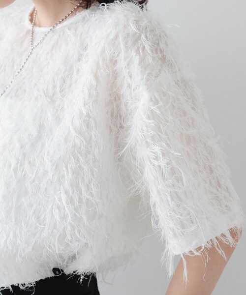 GALLEST（ギャレスト）の「◆シャギージャカードトップス（Tシャツ/カットソー・レディース・ブラック/ホワイト・38）」の13枚目の写真