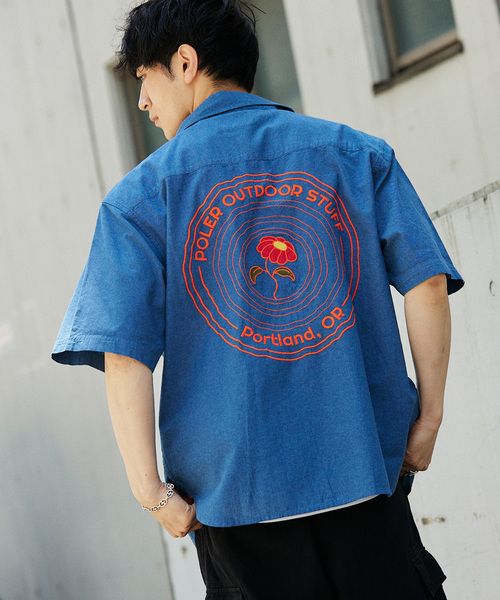 POLeR(ポーラー)の「POLeR / ポーラー 別注 EMB WORK SH(シャツ/ブラウス・メンズ・ネイビー/ブルー系その他・MEDIUM/LARGE)」の1枚目の写真