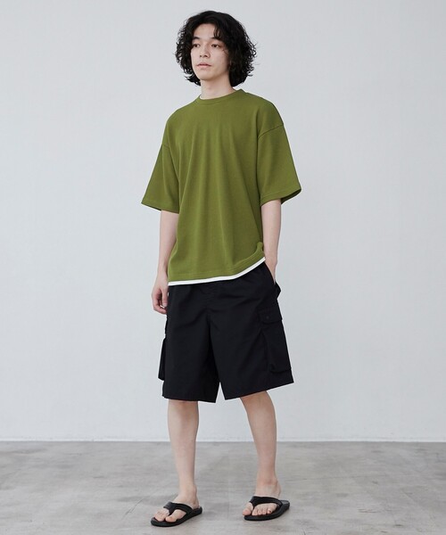 coen（コーエン）の「ワッフルフェイクレイヤードTシャツ（Tシャツ/カットソー・メンズ・ブラック/オリーブ/ライトグレー/ネイビー・S/M/L/XL）」の21枚目の写真