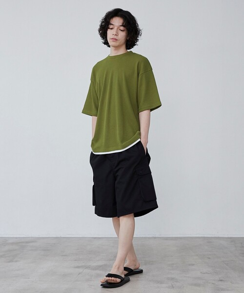 coen（コーエン）の「ワッフルフェイクレイヤードTシャツ（Tシャツ/カットソー・メンズ・ブラック/オリーブ/ライトグレー/ネイビー・S/M/L/XL）」の17枚目の写真
