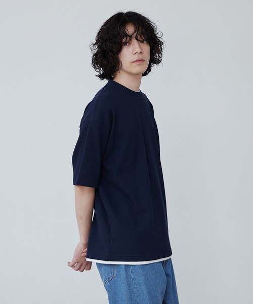 coen（コーエン）の「ワッフルフェイクレイヤードTシャツ（Tシャツ/カットソー・メンズ・ブラック/オリーブ/ライトグレー/ネイビー・S/M/L/XL）」の14枚目の写真