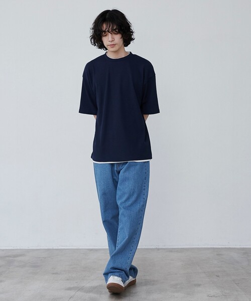 coen（コーエン）の「ワッフルフェイクレイヤードTシャツ（Tシャツ/カットソー・メンズ・ブラック/オリーブ/ライトグレー/ネイビー・S/M/L/XL）」の11枚目の写真