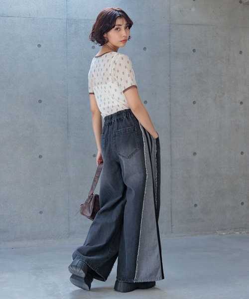 PAGEBOY(ページボーイ)の「モノグラムシアーT(Tシャツ/カットソー・レディース・オフホワイト/アイボリー/ブラック・FREE)」の12枚目の写真