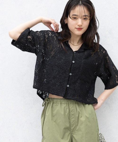 RAGEBLUE（レイジブルー）の「レースショートシャツ（シャツ/ブラウス・レディース・オフホワイト/グリーン/ブラック・FREE）」の19枚目の写真
