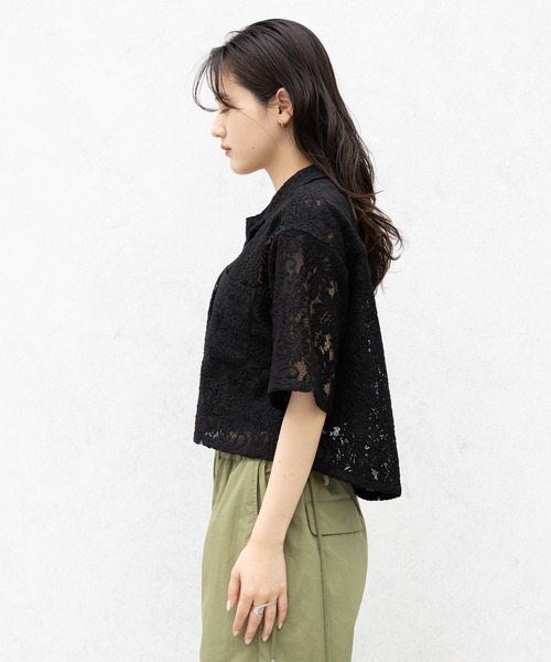 RAGEBLUE（レイジブルー）の「レースショートシャツ（シャツ/ブラウス・レディース・オフホワイト/グリーン/ブラック・FREE）」の10枚目の写真