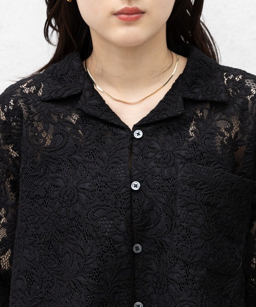 RAGEBLUE（レイジブルー）の「レースショートシャツ（シャツ/ブラウス・レディース・オフホワイト/グリーン/ブラック・FREE）」の7枚目の写真