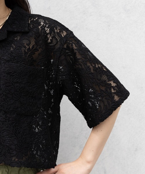 RAGEBLUE（レイジブルー）の「レースショートシャツ（シャツ/ブラウス・レディース・オフホワイト/グリーン/ブラック・FREE）」の6枚目の写真