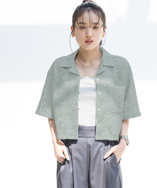 RAGEBLUE（レイジブルー）の「レースショートシャツ（シャツ/ブラウス・レディース・オフホワイト/グリーン/ブラック・FREE）」の12枚目の写真