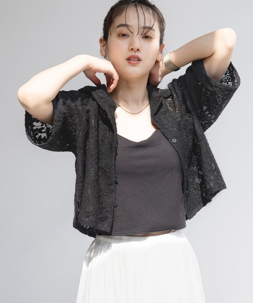 RAGEBLUE（レイジブルー）の「レースショートシャツ（シャツ/ブラウス・レディース・オフホワイト/グリーン/ブラック・FREE）」の16枚目の写真