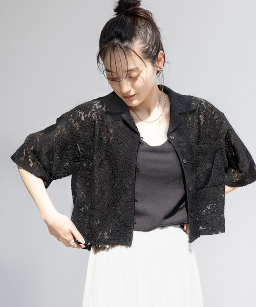 RAGEBLUE（レイジブルー）の「レースショートシャツ（シャツ/ブラウス・レディース・オフホワイト/グリーン/ブラック・FREE）」の15枚目の写真