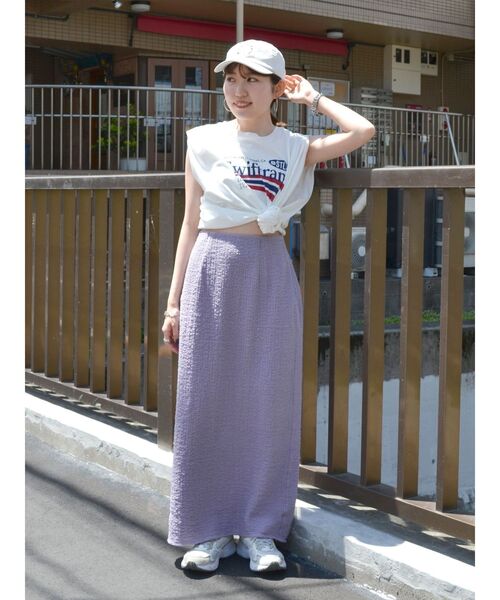 Ungrid（アングリッド）の「アイライン楊柳スカート（スカート・レディース・ブラック/オフホワイト/パープル・FREE）」の13枚目の写真