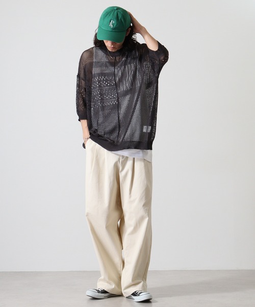 Naive magic（ナイーブマジック）の「NAIVEMAGIC 麻タッチニット 切替ドルマンクルー（ニット/セーター・メンズ・ブラック/アイボリー/チャコールグレー・M/L）」の5枚目の写真