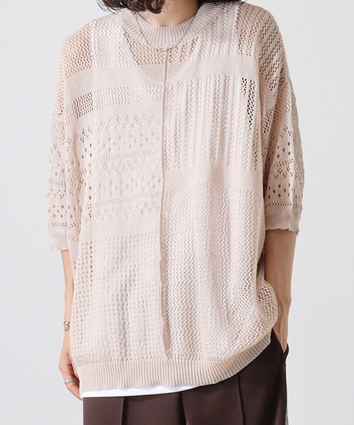 Naive magic（ナイーブマジック）の「NAIVEMAGIC 麻タッチニット 切替ドルマンクルー（ニット/セーター・メンズ・ブラック/アイボリー/チャコールグレー・M/L）」の16枚目の写真