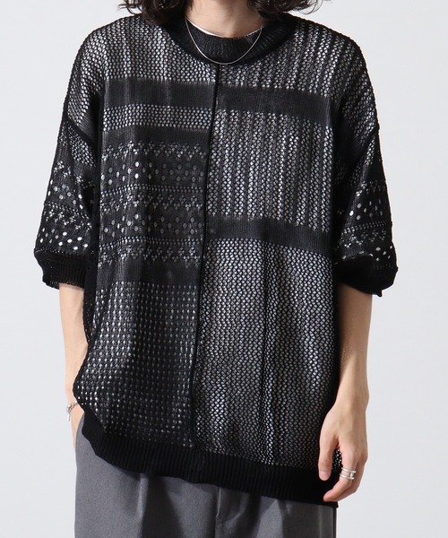 Naive magic（ナイーブマジック）の「NAIVEMAGIC 麻タッチニット 切替ドルマンクルー（ニット/セーター・メンズ・ブラック/アイボリー/チャコールグレー・M/L）」の21枚目の写真