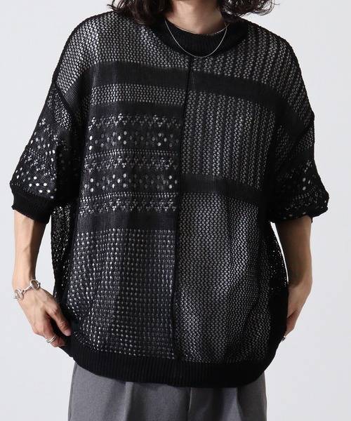 Naive magic（ナイーブマジック）の「NAIVEMAGIC 麻タッチニット 切替ドルマンクルー（ニット/セーター・メンズ・ブラック/アイボリー/チャコールグレー・M/L）」の22枚目の写真