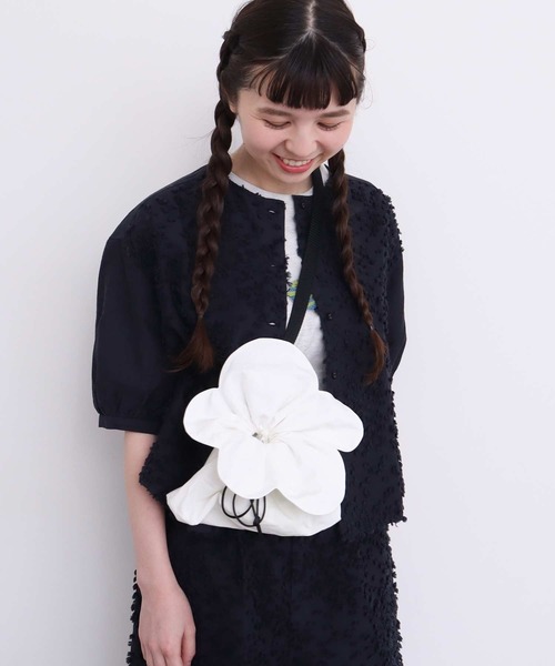 l'atelier du savon(アトリエドサボン)の「お花さいた!ハッピーサコッシュ(ショルダーバッグ・レディース・チェック/ピンク/ブラック/ホワイト・FREE)」の13枚目の写真