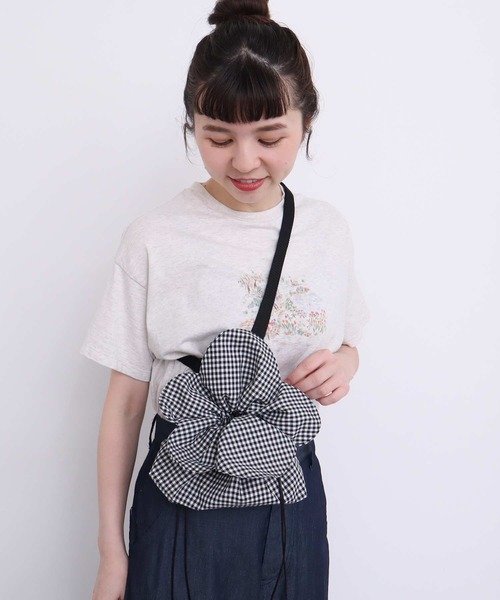 l'atelier du savon(アトリエドサボン)の「お花さいた!ハッピーサコッシュ(ショルダーバッグ・レディース・チェック/ピンク/ブラック/ホワイト・FREE)」の14枚目の写真