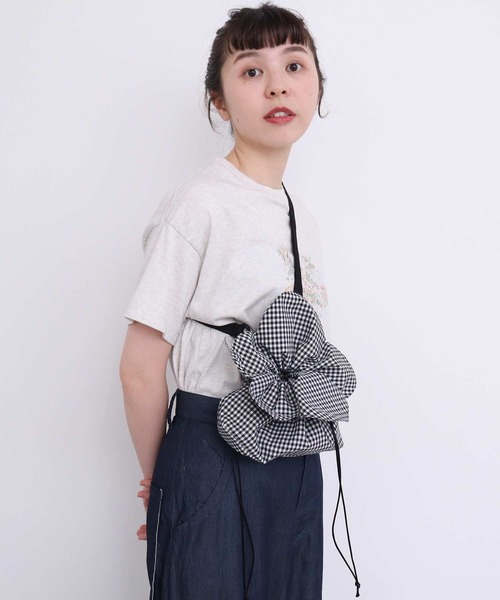 l'atelier du savon(アトリエドサボン)の「お花さいた!ハッピーサコッシュ(ショルダーバッグ・レディース・チェック/ピンク/ブラック/ホワイト・FREE)」の15枚目の写真