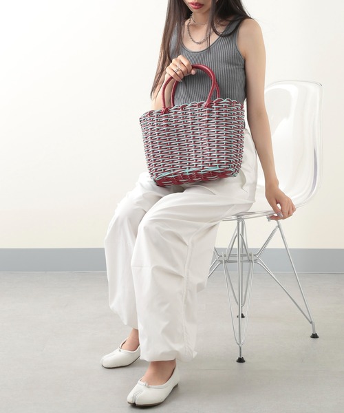 SETUP7（セットアップセブン）の「【SETUP7】スクエアかごハンドトートバッグ SCCH（かごバッグ・レディース・ベージュ/レッド/ブラック・FREE）」の11枚目の写真