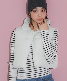 coca（coca） | ハイネックショート丈中綿ベスト(ダウンベスト)