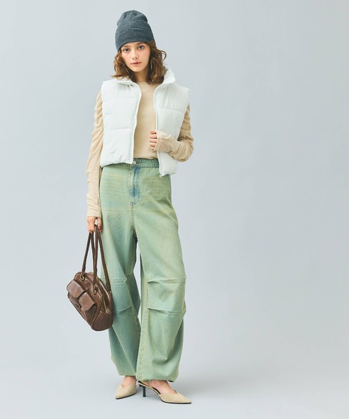 coca（coca）（コカ）の「ハイネックショート丈中綿ベスト（ダウンベスト・レディース・アイボリー/ブラック・L/M）」の7枚目の写真