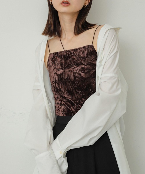 SENSE OF PLACE by URBAN RESEARCH（センスオブプレイスバイアーバンリサーチ）の「『サイズ展開あり』ベロアカップツキキャミソール（キャミソール・レディース・ピンク/グレー/ブラウン・ONE/S）」の2枚目の写真