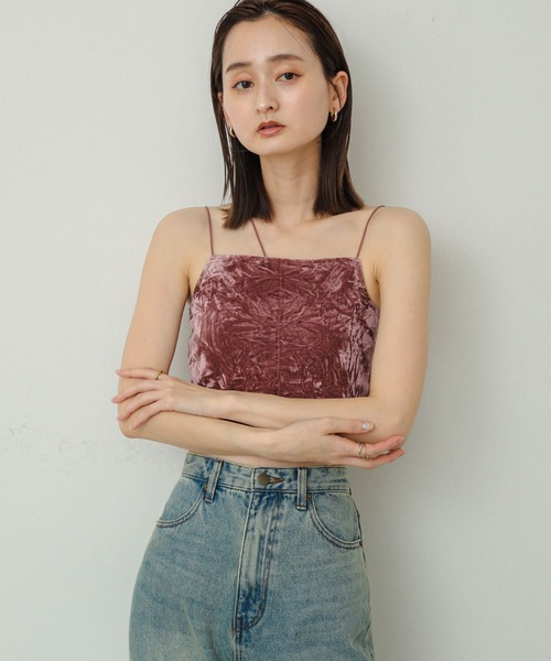 セール】『サイズ展開あり』ベロアカップツキキャミソール