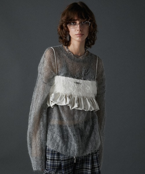 PRANK PROJECT(プランクプロジェクト)の「フェザーペプラムビスチェ / Feather Peplum Bustier(ベスト・レディース・ホワイト/ブラック・FREE)」の2枚目の写真